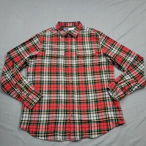 Old Navy Mens XL Tall Red Green Plaid Flannel Button Up Shirt Long Sleeve Cotton